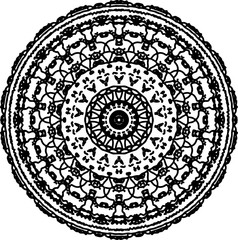 Asthetic universal zentangle mandala in black and white