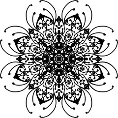 Life-giving flower mandala eye in black and white