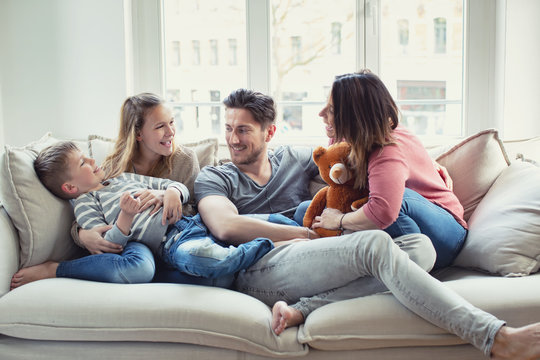 Family relaxing at home 