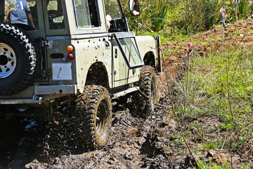 Four-wheel drive competing in off-road event