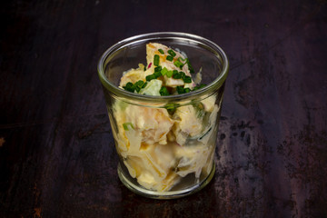 Boiled potato with sauce