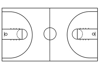 Basketball court on white background