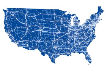 Naklejka premium Mapa drogowa USA