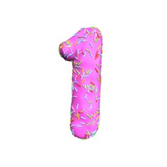 Pink sugar sprinkle number 1 Isolated on white background