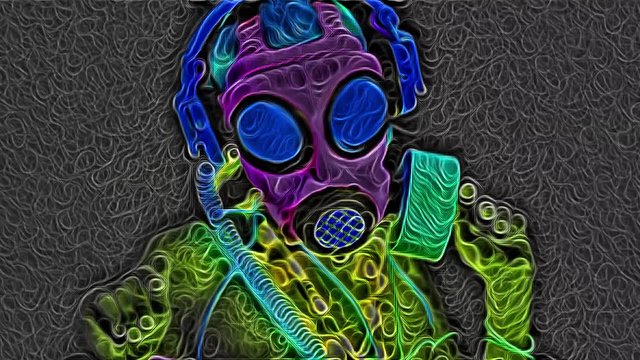 strange gas mask disco gogo dancer