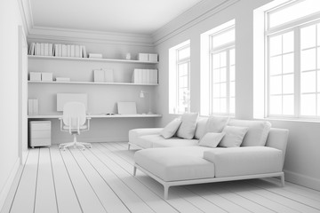 Model of home office room interior design - 214399847