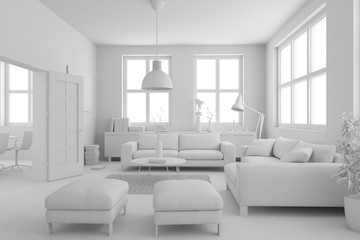 model of modern interior design living room