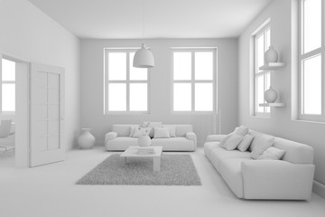 Fototapeta na wymiar model of modern interior design living room