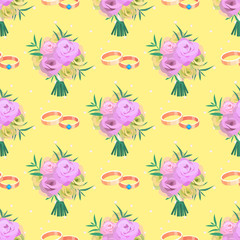 Nature flowers vector hand drawn foliage seamless pattern flat style greeting holidays card illustration beautiful bouquet background.