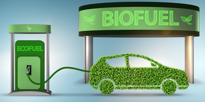 Car powered by biofuel - 3d rendering