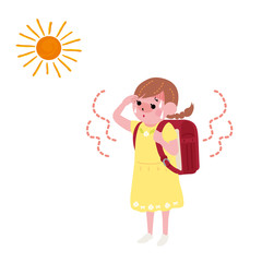 熱中症　こども　小学生　イラスト
