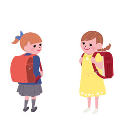 ランドセル　こども　女の子　イラスト
