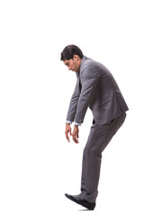 Young puppet businessman isolated on white background