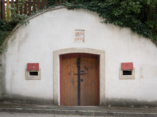Entrance of a traditional wine cellar in Lower Austria