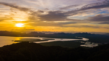 Fototapeta na wymiar landscape of Mountain in Twilight Time , Krabi Thailand