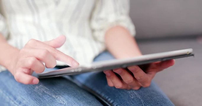 Woman use of tablet computer