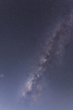Milky Way galaxy, Long exposure photograph, with grain.Image contain certain grain or noise and soft focus.