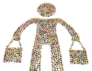 Cartoon Crowd Figure, Bags Carry