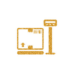 Logistic scale icon in gold glitter texture. Sparkle luxury style vector illustration.