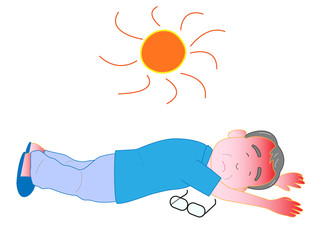 熱中症になった高齢者。