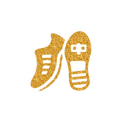 Soccer Shoe icon in gold glitter texture. Sparkle luxury style vector illustration.
