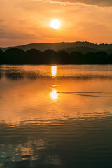 The sunset in the Red Pine Lake of Ulan cloth