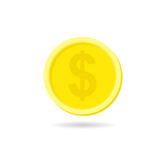 vector gold coin, flat icon design isolated white background