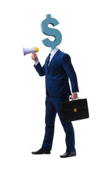 Businessman with dollar sign instead of head