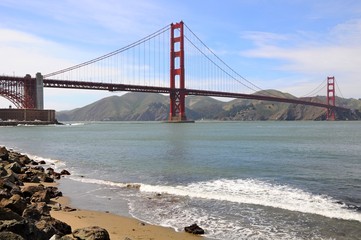 Famous Landmark - Golden Gate Bridge and landscape in San Francisco, California, United States