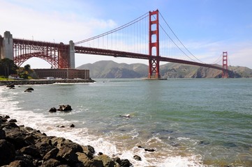 Famous Landmark - Golden Gate Bridge and landscape in San Francisco, California, United States