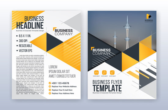 Modern business flyer template. Annual report background. 8.5 x 11 inches print media.