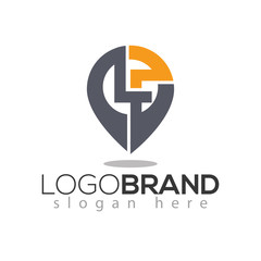 L F Initial letter with pin logo vector element. Pin location logo template