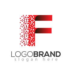 F letter data tech logo concept. letter with data vector template