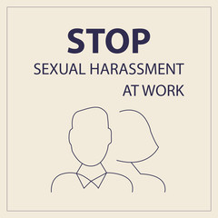Stop sexual harassment at work. Vector Illustration.