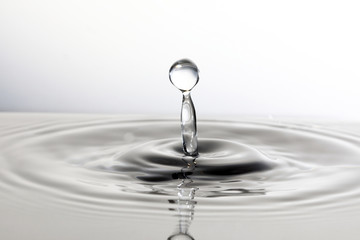 Water droplet drop splash collision dripping pillar reflection refraction