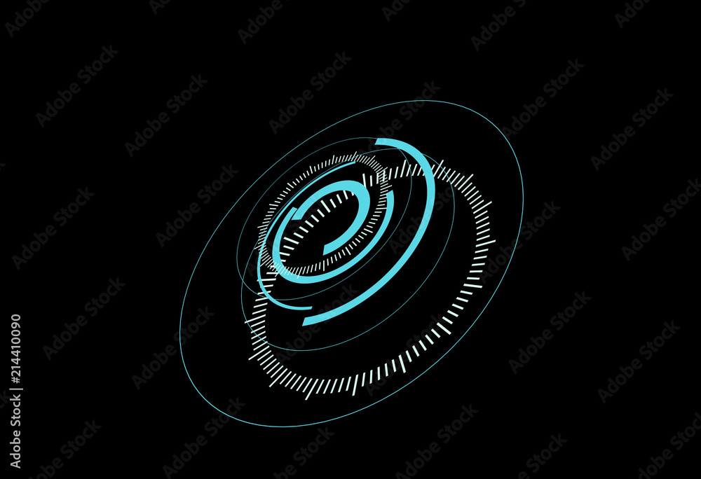 Poster 3d rendering futuristic circle user interface hud design graphs .