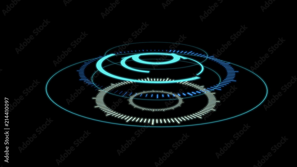 Poster 3d rendering futuristic circle user interface hud design graphs .