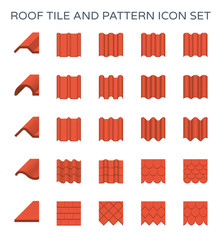 Roof tile vector. Consist of many shape and texture i.e. wave, wavy and sheet. Many material i.e. clay, metal, ceramic, terracotta, steel and shingle. For house cover, decoration and construction.