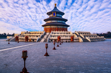 Sunset of temple of heaven, beijing, China.