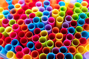 Drinking straws colorful coming together.