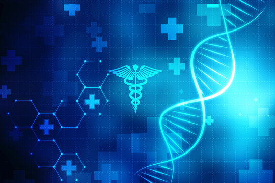 2d render of DNA structure, abstract medical background