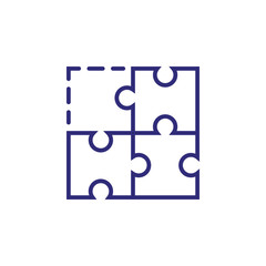 Puzzle with lost piece line icon. Jigsaw, square, integrity. Search for solution concept. Can be used for topics like cooperation, teamwork, problem solving, management