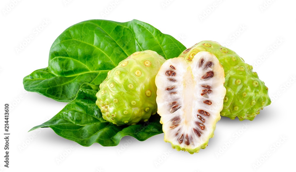 Wall mural noni fruit isolated on white clipping path