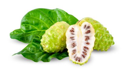 noni fruit isolated on white clipping path