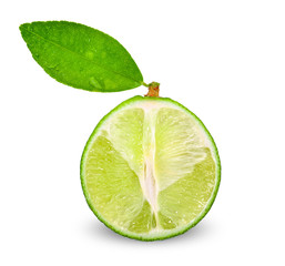 Half lime isolated on white clipping path