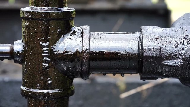 crude leak from pumpjack