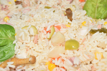 closeup of a plate of rice salad