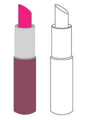 Lipstick. Coloring page. Vector illustration.