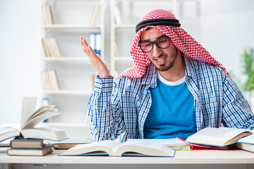 Arab student preparing for university exams