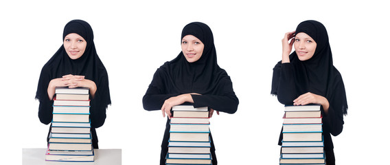 Young muslim female student with books